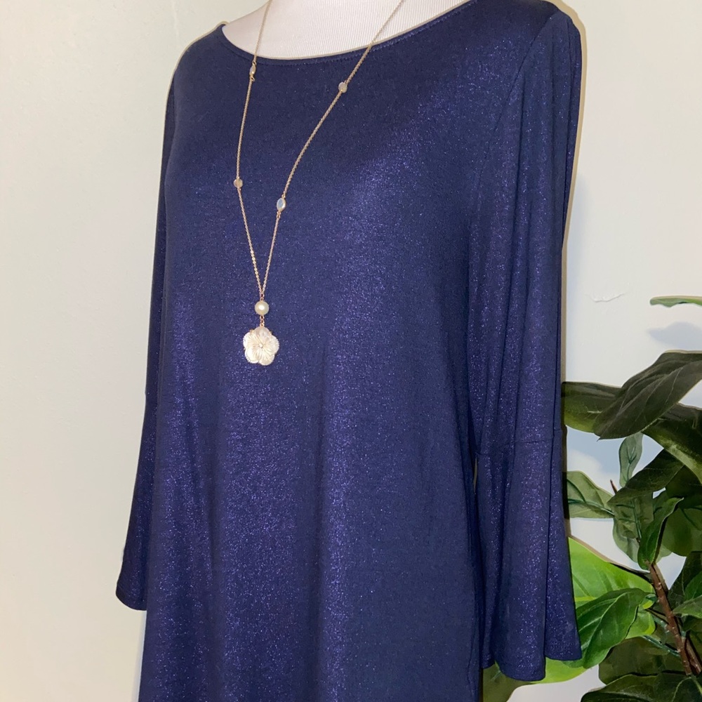 Boden bell sleeve blue shimmer pullover blouse sz6